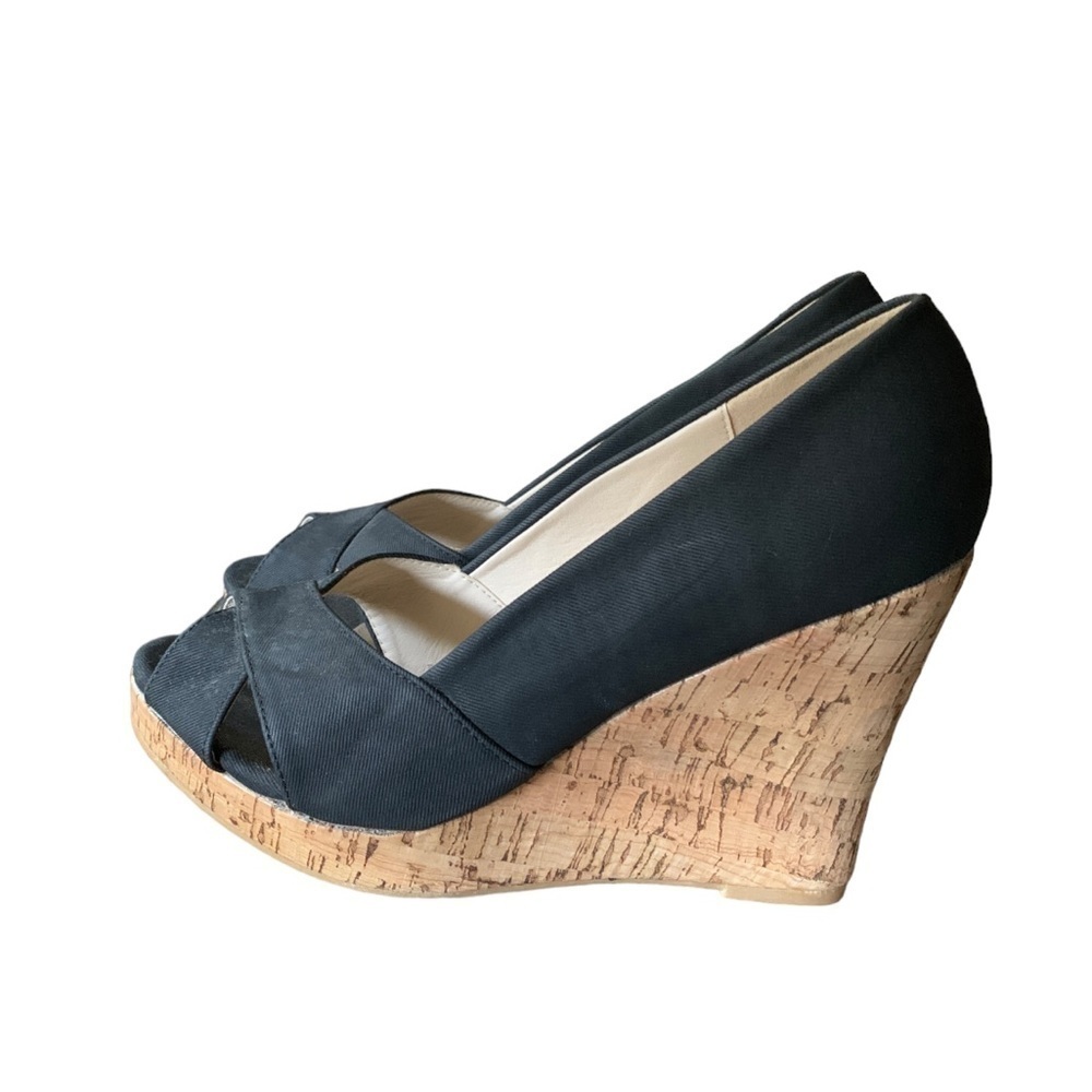 NEW Black Canvas Peep Toe Platform Wedge Heels Ladies Shoe Size 10 by Atrevida - Picture 8 of 9